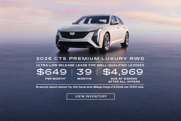 2026 CT5 RWD PREMIUM LUXURY. Ultra-low milege lease for well-qualified lessees. $649 per month 39...